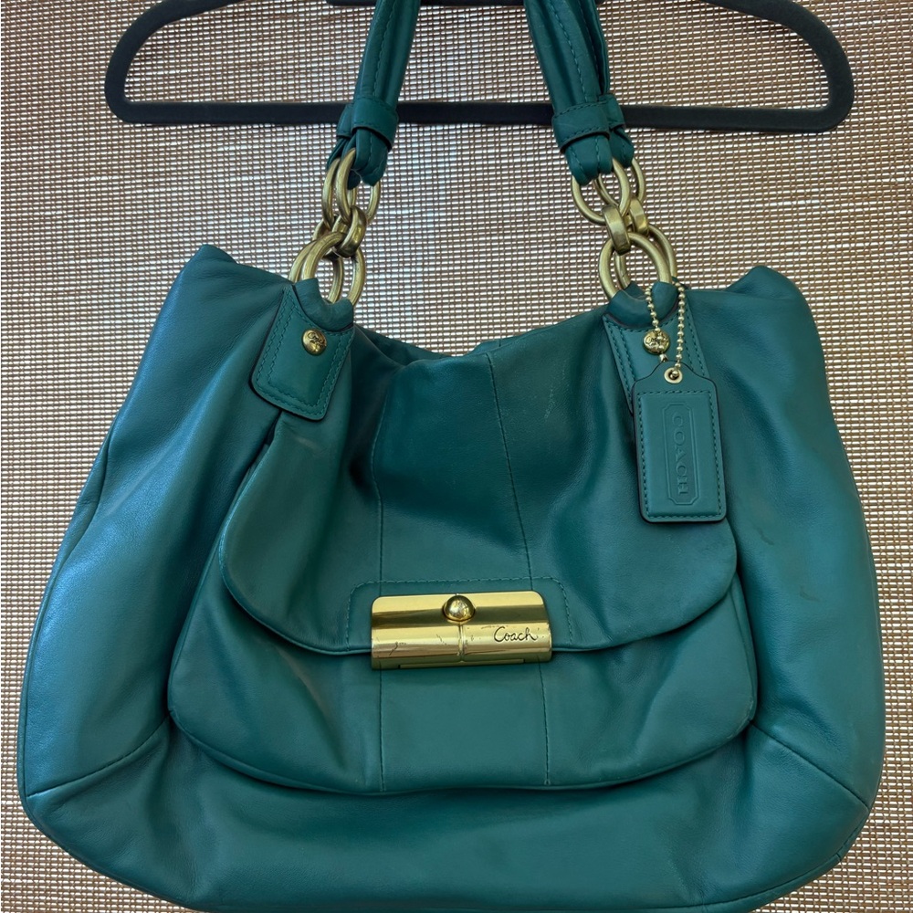 Coach Turquoise Leather Shoulder Bag